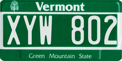 VT license plate XYW802
