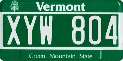 VT license plate XYW804