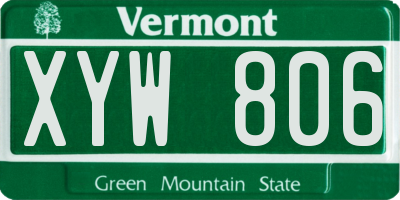 VT license plate XYW806
