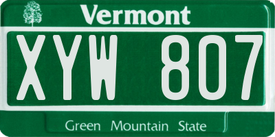 VT license plate XYW807