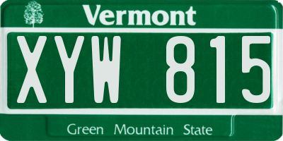 VT license plate XYW815