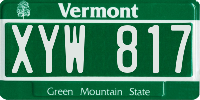 VT license plate XYW817