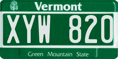 VT license plate XYW820
