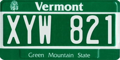 VT license plate XYW821