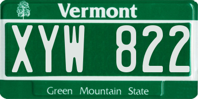 VT license plate XYW822