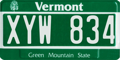 VT license plate XYW834