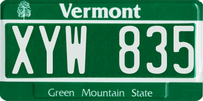 VT license plate XYW835