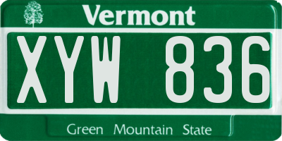 VT license plate XYW836
