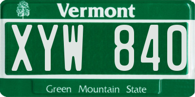VT license plate XYW840