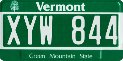 VT license plate XYW844