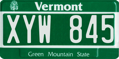 VT license plate XYW845
