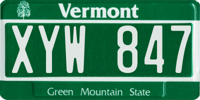 VT license plate XYW847