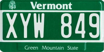 VT license plate XYW849
