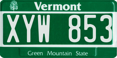VT license plate XYW853