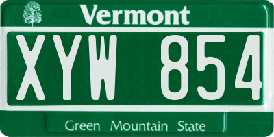 VT license plate XYW854
