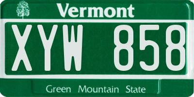 VT license plate XYW858