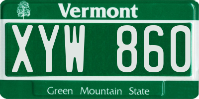 VT license plate XYW860