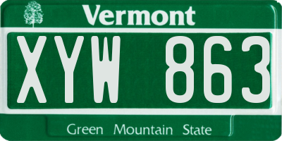 VT license plate XYW863