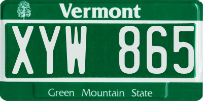 VT license plate XYW865