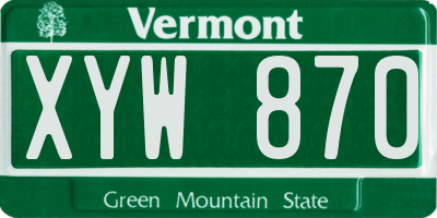 VT license plate XYW870