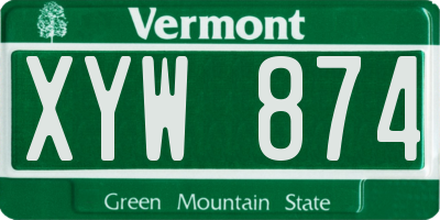 VT license plate XYW874