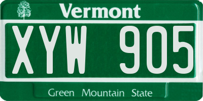 VT license plate XYW905