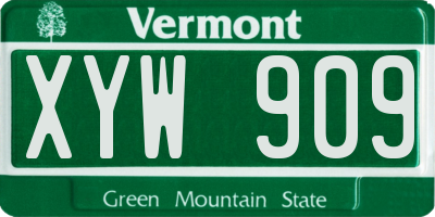 VT license plate XYW909