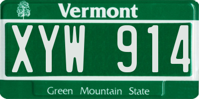 VT license plate XYW914