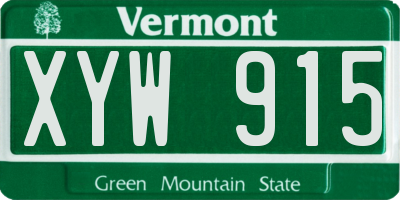 VT license plate XYW915