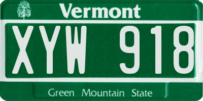 VT license plate XYW918