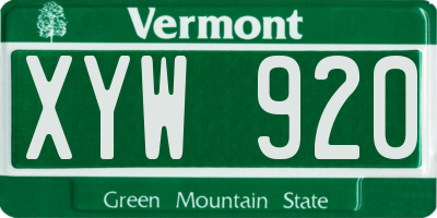 VT license plate XYW920
