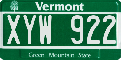 VT license plate XYW922