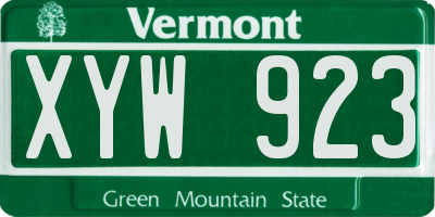 VT license plate XYW923