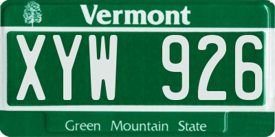 VT license plate XYW926