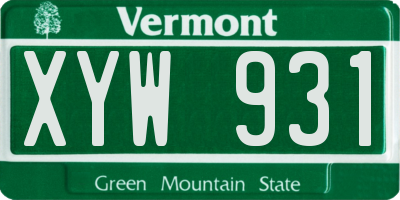 VT license plate XYW931