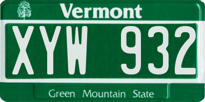 VT license plate XYW932