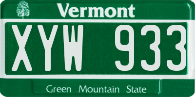 VT license plate XYW933