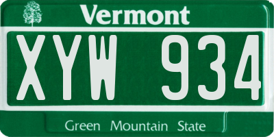 VT license plate XYW934