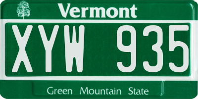 VT license plate XYW935