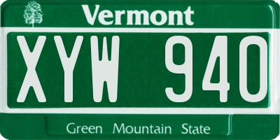 VT license plate XYW940
