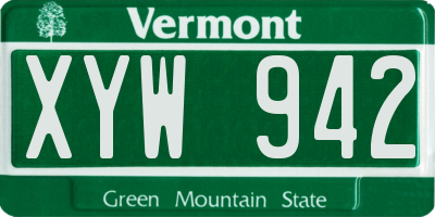 VT license plate XYW942