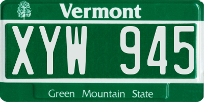 VT license plate XYW945