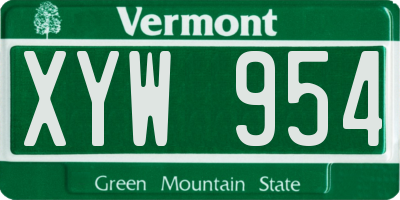VT license plate XYW954