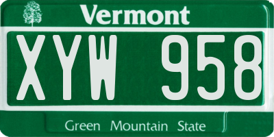 VT license plate XYW958