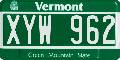 VT license plate XYW962