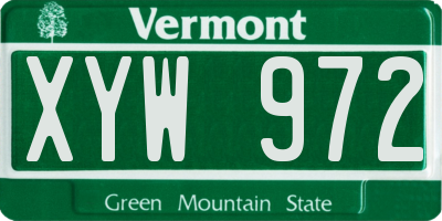 VT license plate XYW972