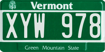 VT license plate XYW978