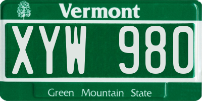 VT license plate XYW980