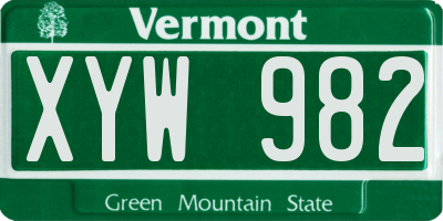 VT license plate XYW982