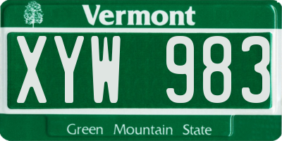 VT license plate XYW983